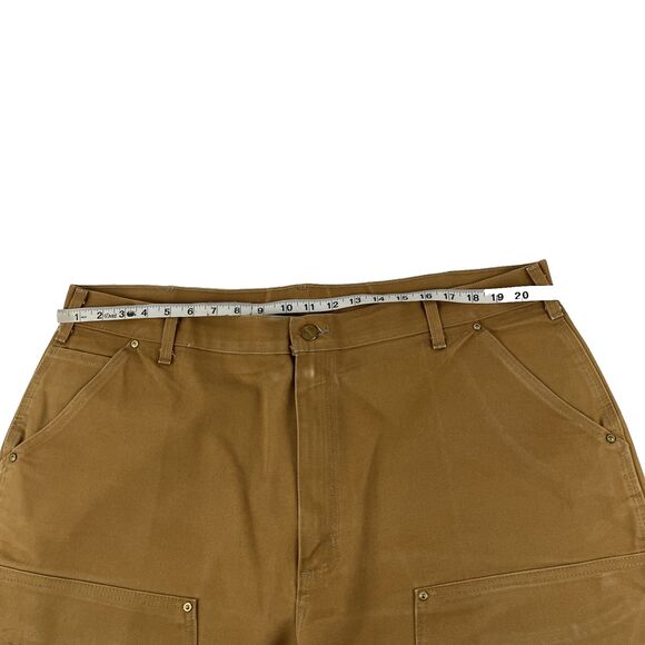 Mens Carhartt B01 BRN Dungaree Fit Brown Double Knee Work Pants Distressed - Picture 11 of 12